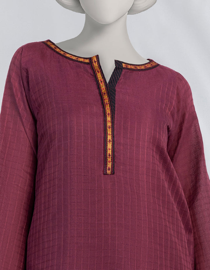 Dobby Magenta Kurti - J. Junaid Jamshed