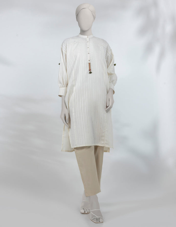 Dobby Beige Kurti - J. Junaid Jamshed