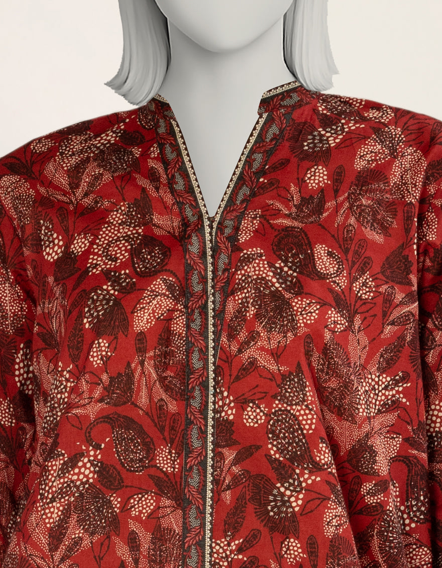 Lawn Maroon Kurti - J. Junaid Jamshed