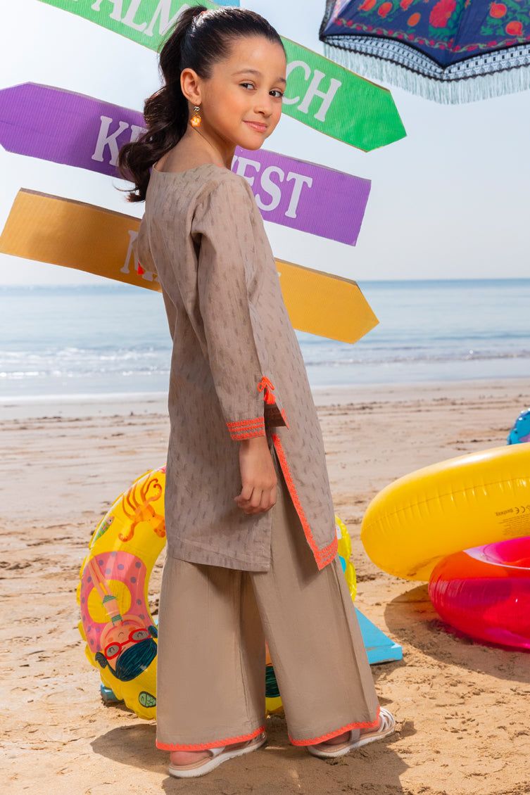 Dobby Brown Stitched Suit - J. Junaid Jamshed
