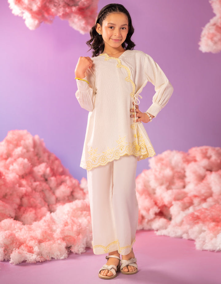 Dobby Off White Stitched Suit - J. Junaid Jamshed