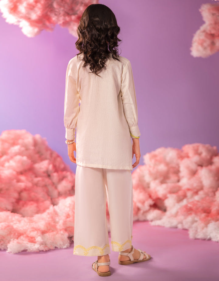 Dobby Off White Stitched Suit - J. Junaid Jamshed