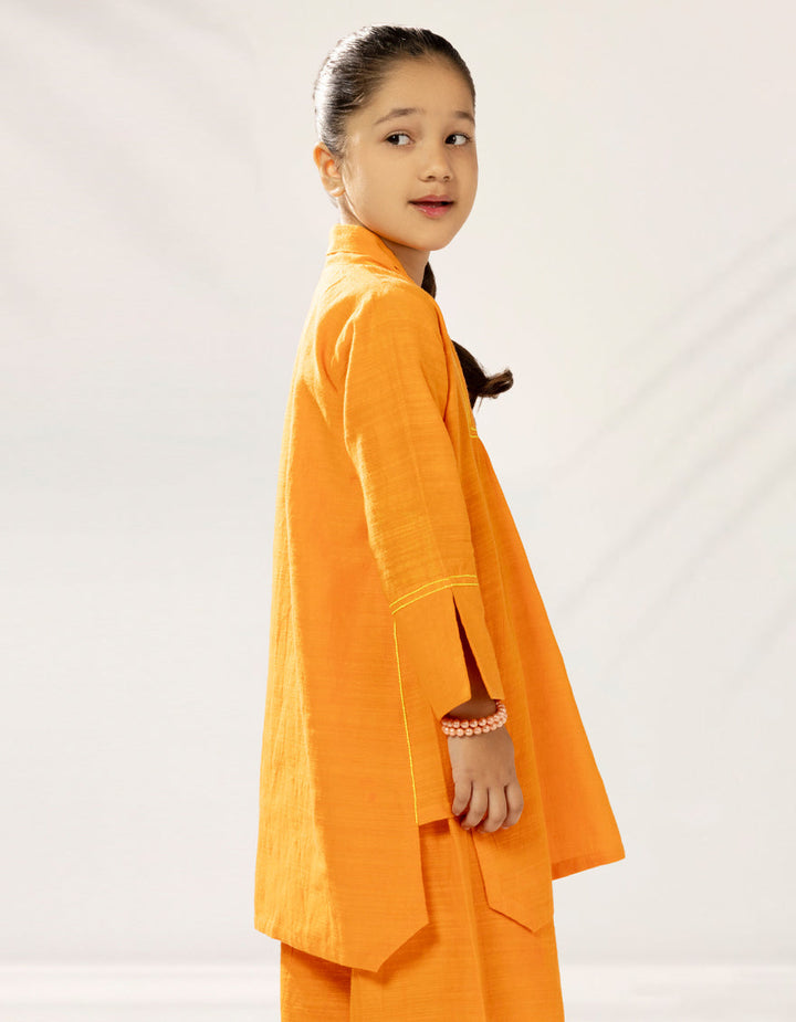 Khaddar Orange Stitched Suit - J. Junaid Jamshed