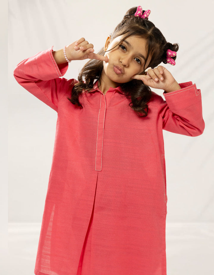 Khaddar Pink Stitched Suit - J. Junaid Jamshed