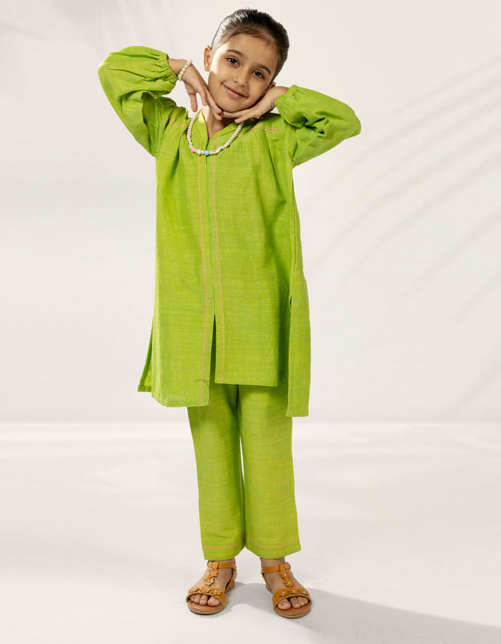 Khaddar Green Stitched Suit - J. Junaid Jamshed