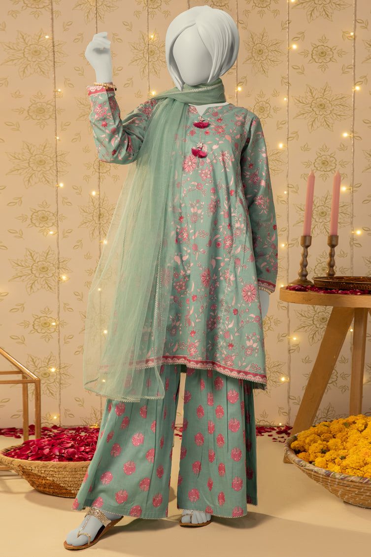 Lawn Blue Stitched Suit - J. Junaid Jamshed