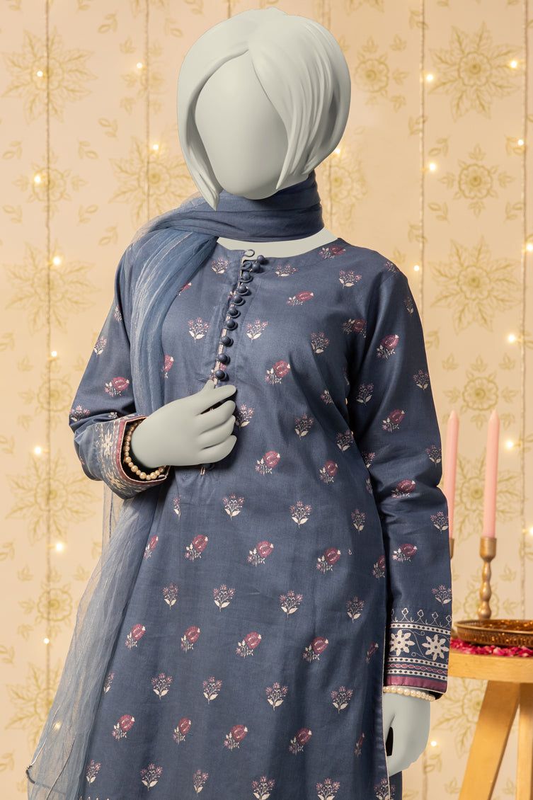 Lawn Blue Stitched Suit - J. Junaid Jamshed