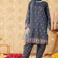 Lawn Blue Stitched Suit - J. Junaid Jamshed