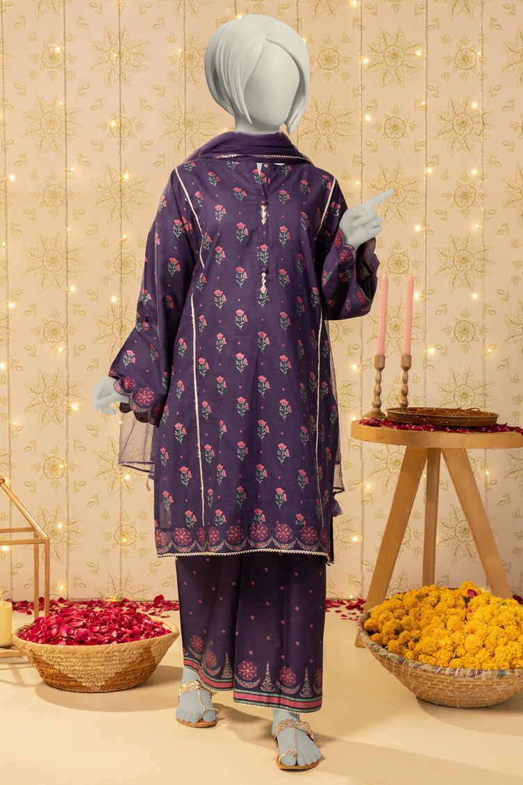 Lawn Purple Stitched Suit - J. Junaid Jamshed