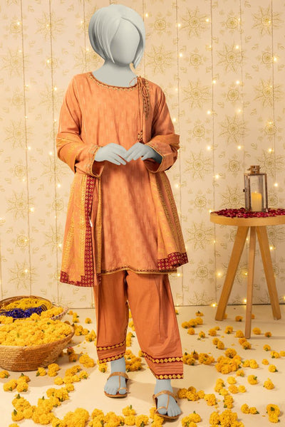 Dobby Orange Stitched Suit - J. Junaid Jamshed