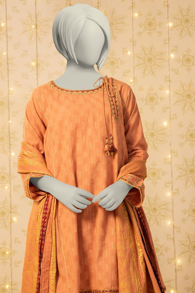 Dobby Orange Stitched Suit - J. Junaid Jamshed