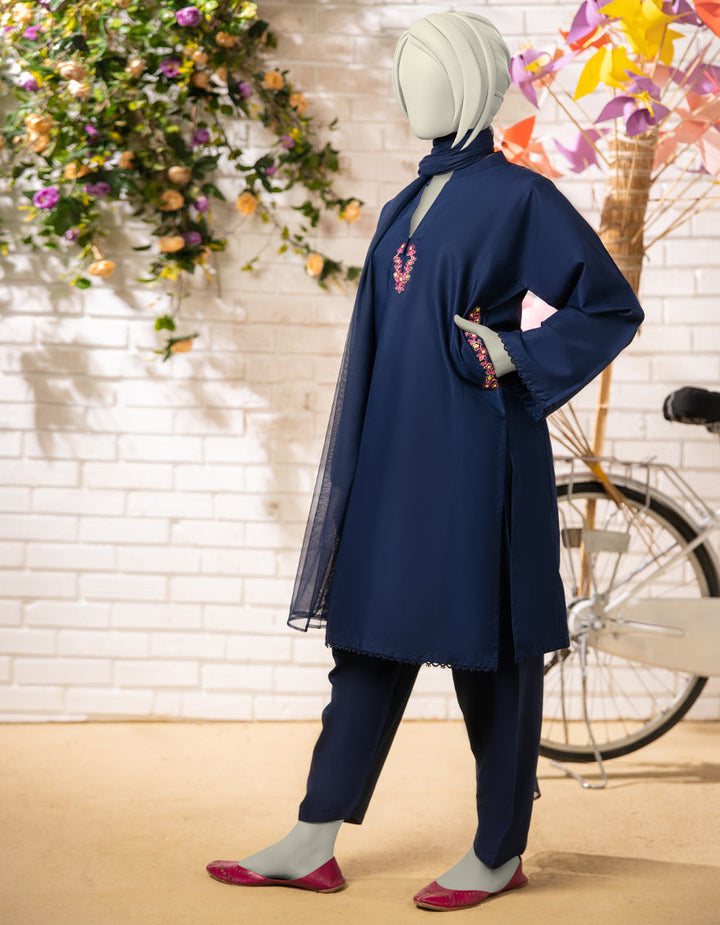 Lawn Blue Stitched Suit - J. Junaid Jamshed