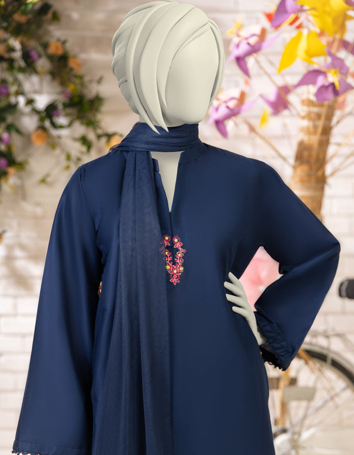 Lawn Blue Stitched Suit - J. Junaid Jamshed