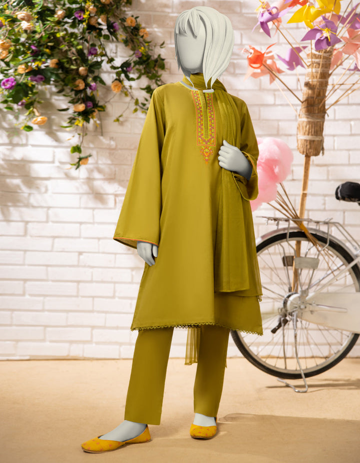 Lawn Green Stitched Suit - J. Junaid Jamshed