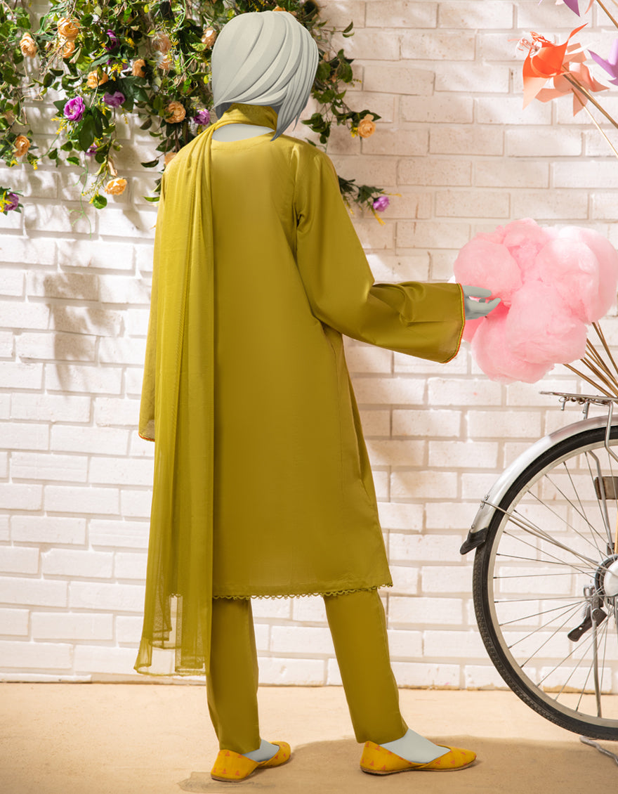 Lawn Green Stitched Suit - J. Junaid Jamshed