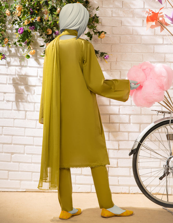 Lawn Green Stitched Suit - J. Junaid Jamshed