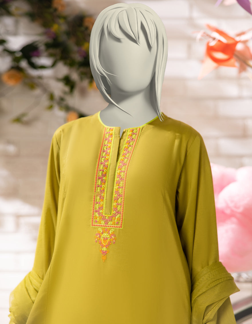 Lawn Green Stitched Suit - J. Junaid Jamshed
