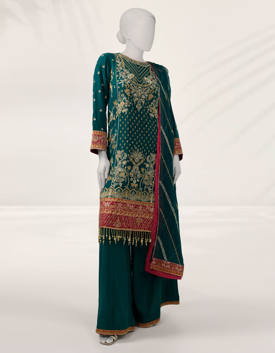 Lawn Green Unstitched Suit - J. Junaid Jamshed