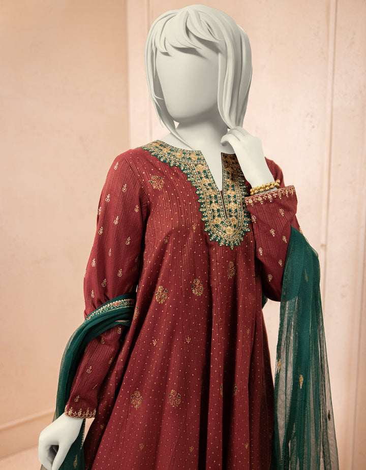 Dyed Maroon Stitched Suit - J. Junaid Jamshed