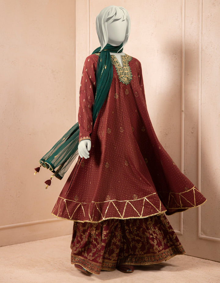 Dyed Maroon Stitched Suit - J. Junaid Jamshed