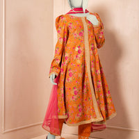 Textured Orange Stitched Suit - J. Junaid Jamshed