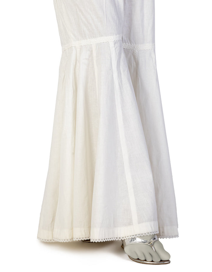 Lawn White Gharara - J. Junaid Jamshed