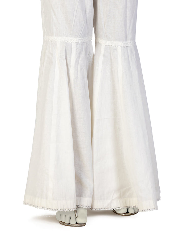 Lawn White Gharara - J. Junaid Jamshed