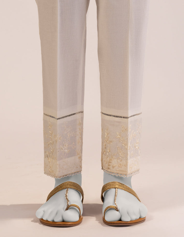 Lawn Off White Trouser - J. Junaid Jamshed