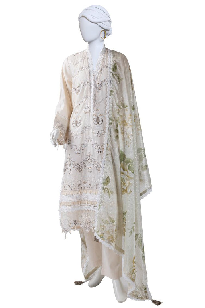 Lawn White Stitched Suit - J. Junaid Jamshed