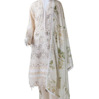 Lawn White Stitched Suit - J. Junaid Jamshed