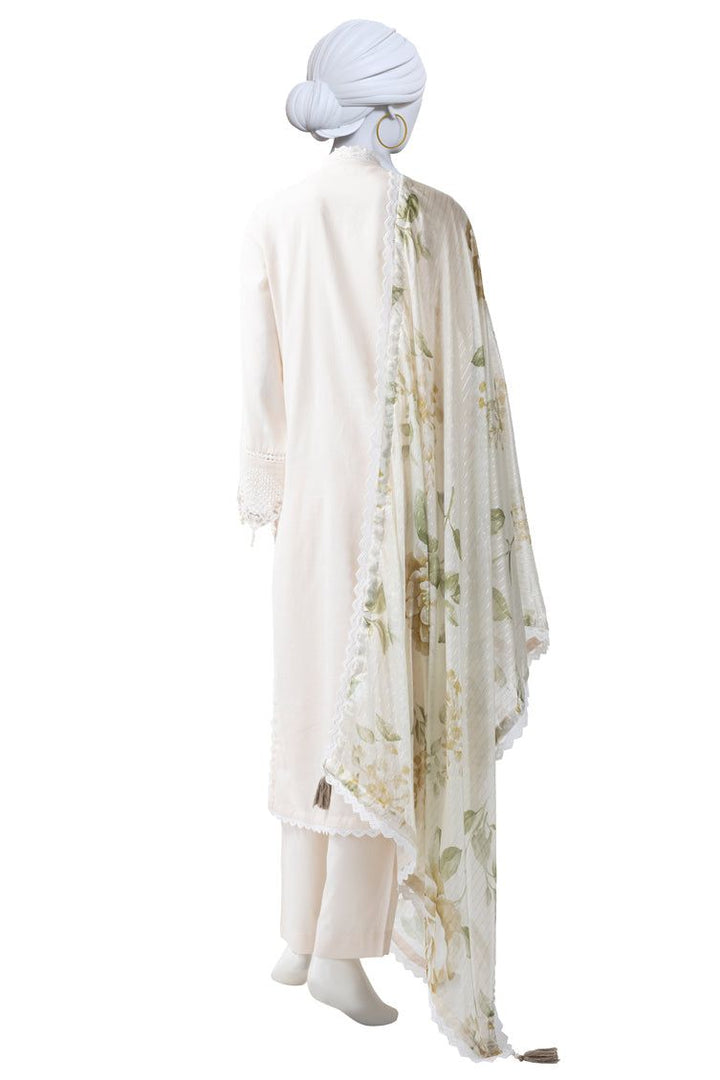 Lawn White Stitched Suit - J. Junaid Jamshed