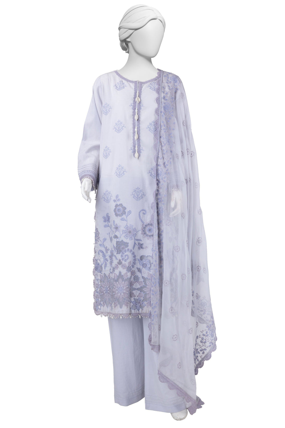 Lawn Blue Stitched Suit - J. Junaid Jamshed