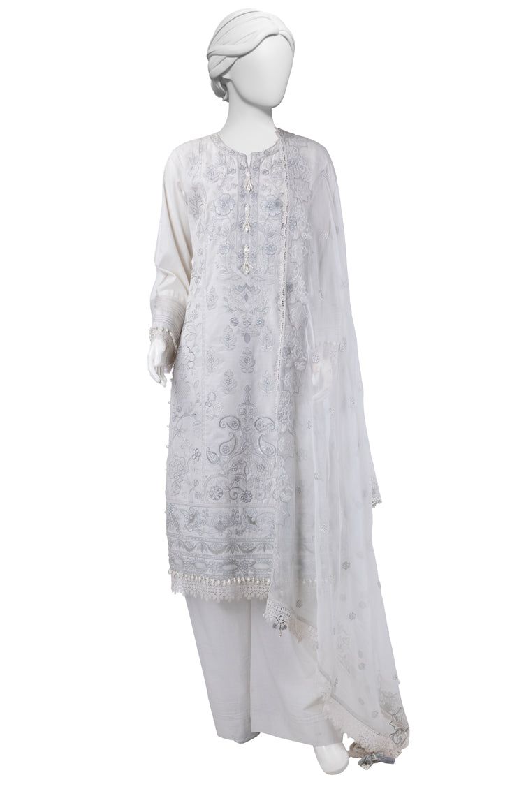 Lawn Grey Unstitched Suit - J. Junaid Jamshed