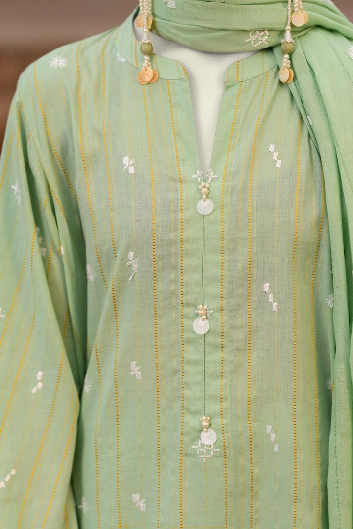 Lawn Green Stitched Suit - J. Junaid Jamshed