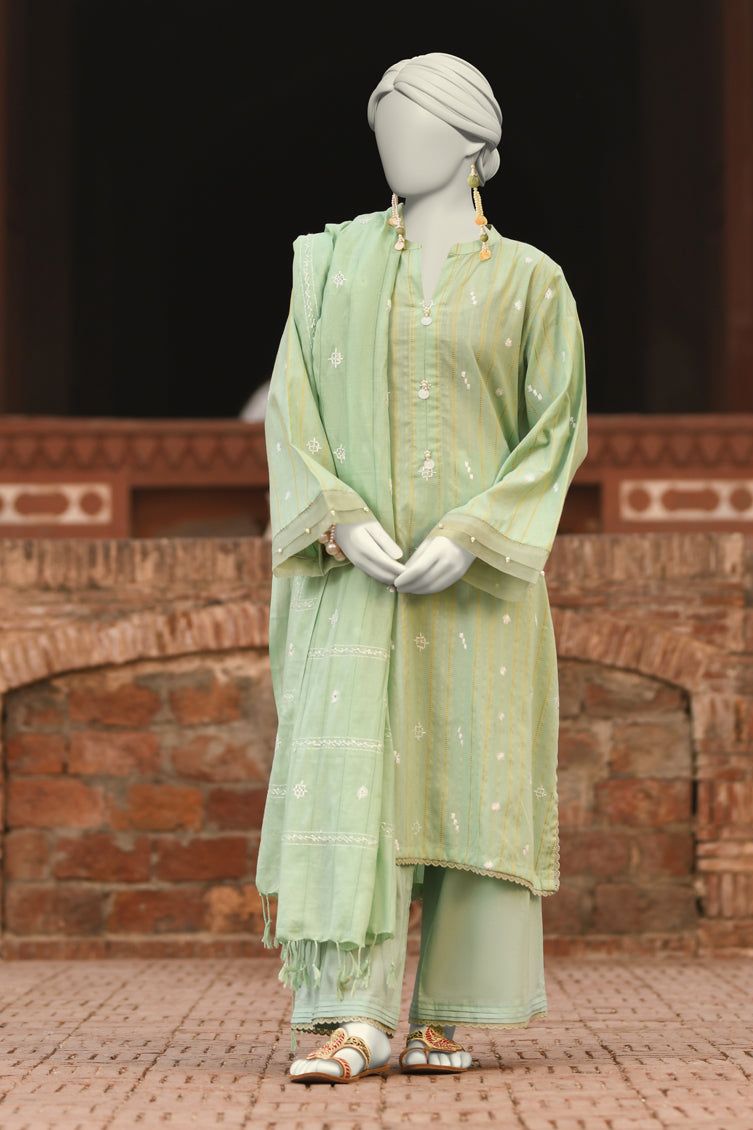 Dooriya Green Unstitched Suit - J. Junaid Jamshed