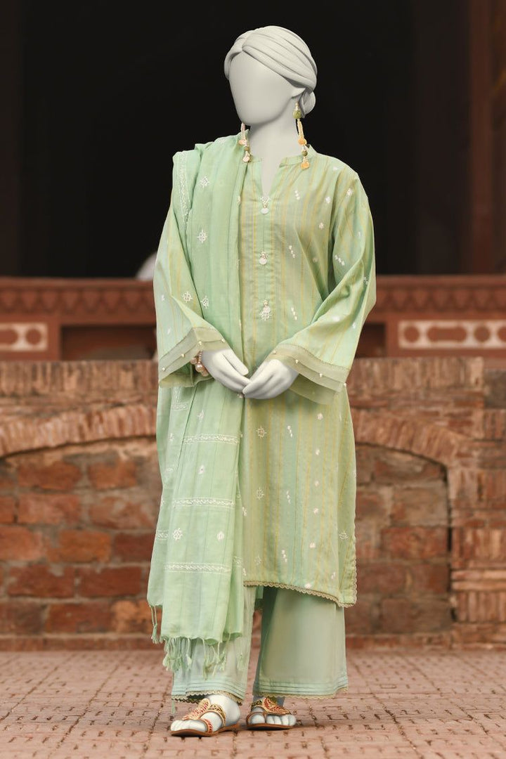 Lawn Green Stitched Suit - J. Junaid Jamshed