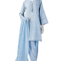 Lawn Blue Stitched Suit - J. Junaid Jamshed