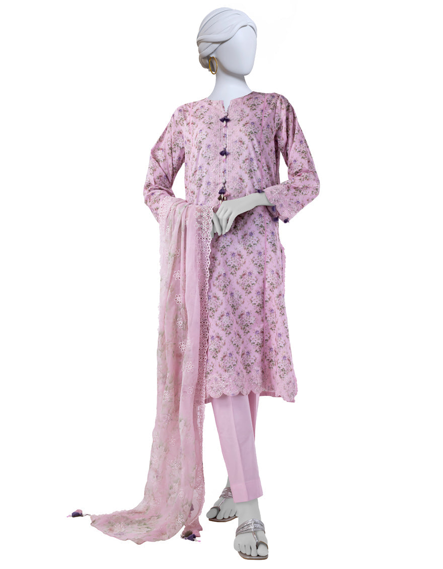 Lawn Pink Stitched Suit - J. Junaid Jamshed