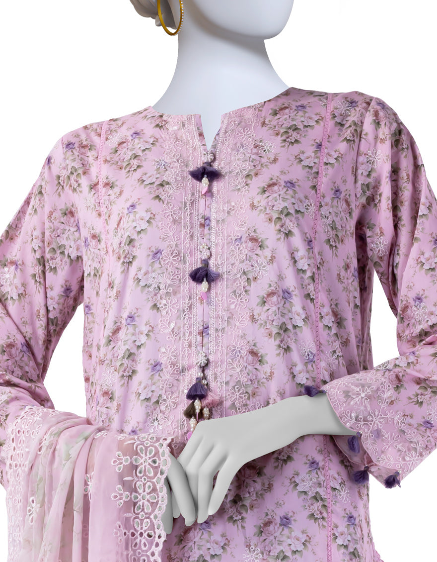 Lawn Pink Stitched Suit - J. Junaid Jamshed