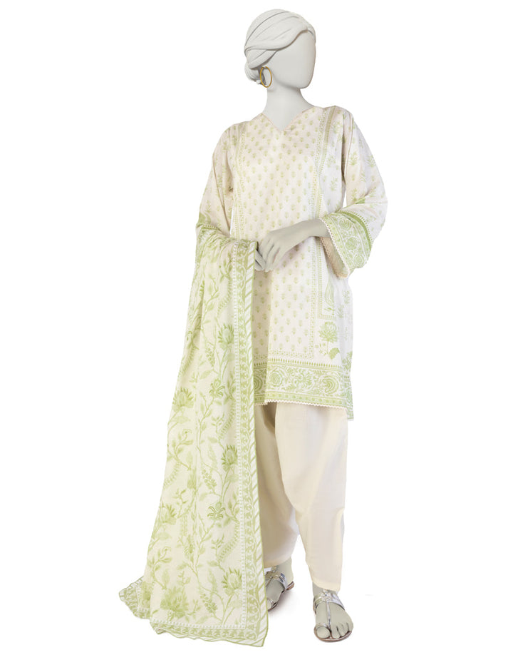 Lawn Off White Stitched Suit - J. Junaid Jamshed