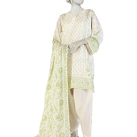 Lawn Off White Stitched Suit - J. Junaid Jamshed