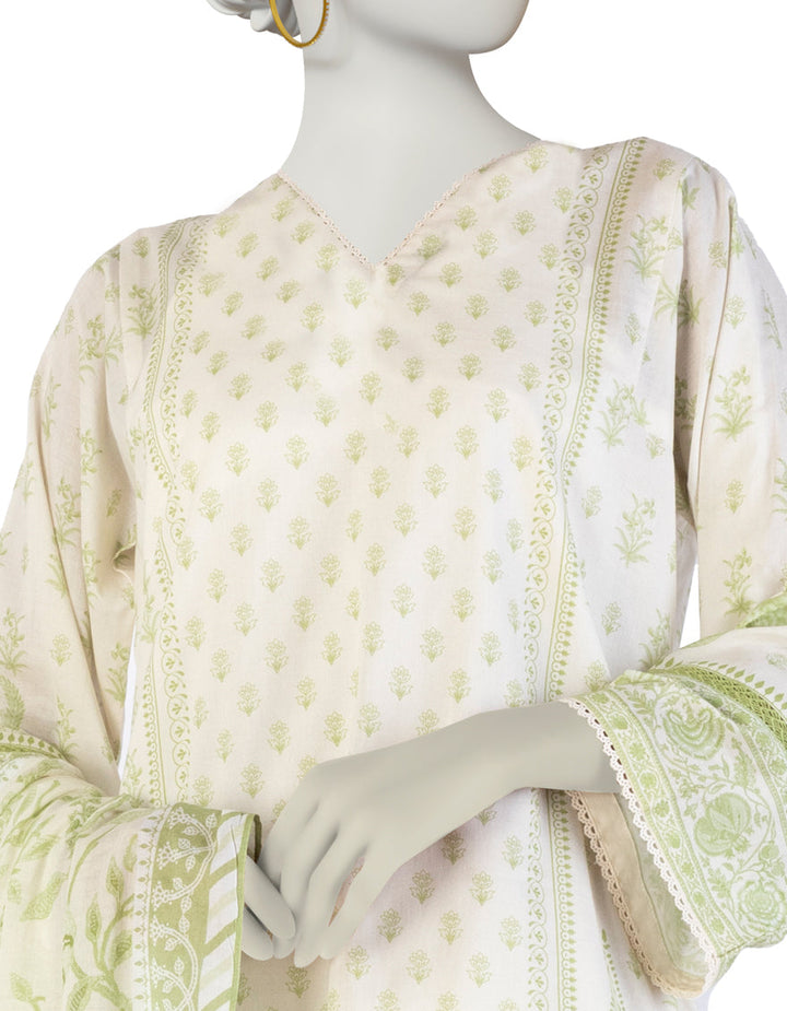 Lawn Off White Stitched Suit - J. Junaid Jamshed