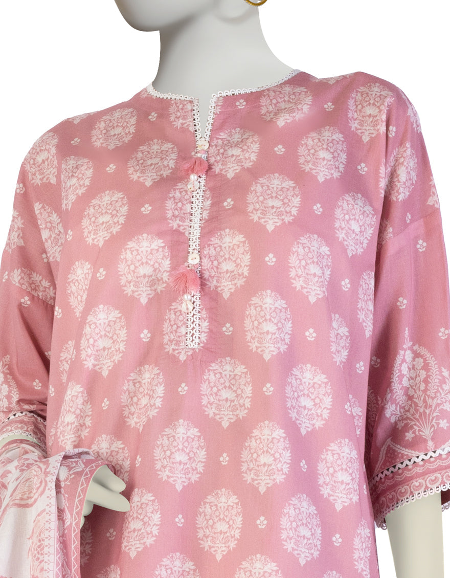 Lawn Pink Stitched Suit - J. Junaid Jamshed