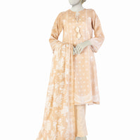 Lawn Beige Stitched Suit - J. Junaid Jamshed