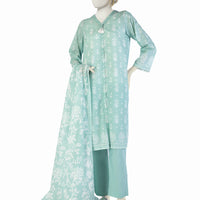 Lawn Green Stitched Suit - J. Junaid Jamshed