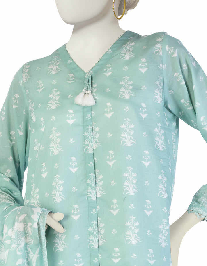 Lawn Green Stitched Suit - J. Junaid Jamshed