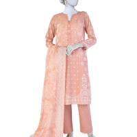 Lawn Peach Stitched Suit - J. Junaid Jamshed
