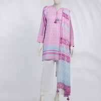 Lawn Pink Unstitched Suit - J. Junaid Jamshed
