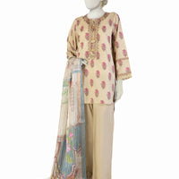 Lawn Beige Stitched Suit - J. Junaid Jamshed