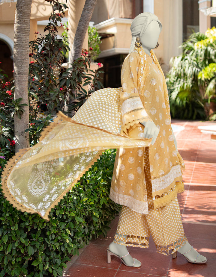 Lawn Yellow Unstitched Suit - J. Junaid Jamshed